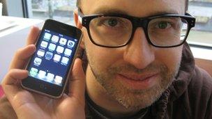 Reporter Mike Wendling with his iPhone 3G