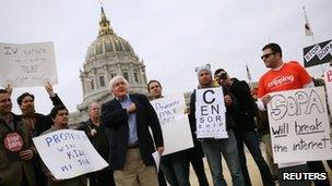 Sopa and Pipa protesters in San Francisco 18 January 2012