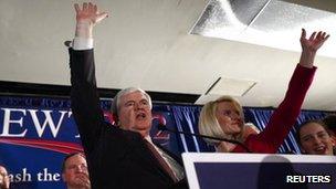 Newt Gingrich and his wife Callista in South Carolina