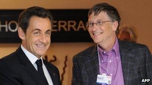 Nicolas Sarkozy and Bill Gates at Davos 2011