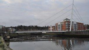 River Gipping towards the Sir Bobby Robson Bridge