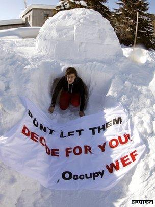 David Roth, president of the Swiss social democrat youth organisation Juso, in Davos 16 January 2012.