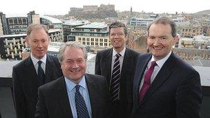 (L-r) Drew Taylor, David Dunsire (Tods Murray Executive Partner), Graham Burnside (Tods Murray Chairman) and Greig Honeyman