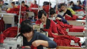 Workers at a factory in China