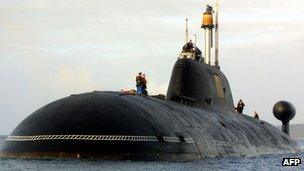 Russian built Akula II vessel in the water