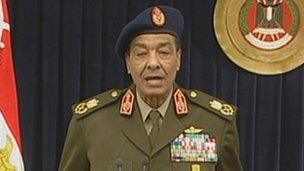 Field Marshal Hussein Tantawi makes a televised address (24 January 2012)