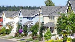 row of suburban homes