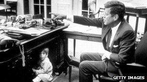 JFK in the Oval Office his son JFK Jr., Washington DC 15 October 1963