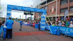 Finish line at the Stadium of Light