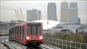 A Docklands Light Railway train