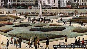 LS Lowry's painting of Piccadilly Gardens