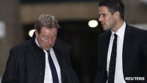 Harry Redknapp (left) arrives at court with his son Jamie on Thursday 26 January