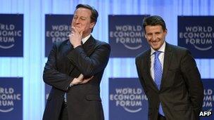 David Cameron and Sebastian Coe at Davos