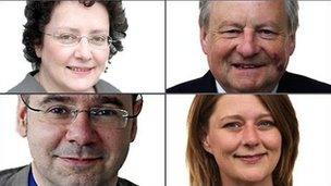 Elin Jones, Lord Elis Thomas, Simon Thomas and Leanne Wood are vying to become Plaid Cymru leader