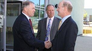 SLC chief executive Ed Lester, former SLC chairman Sir Deian Hopkin, and Universities Minister David Willetts