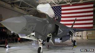 An F-35 Lightning II Joint Strike Fighter at the Naval Air Station, Patuxent River, Maryland 20 January 2012