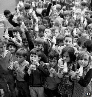 Children enjoying a milk break