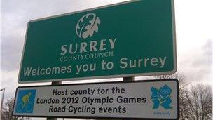 Surrey Olympic road sign