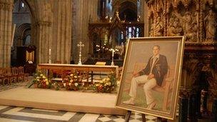 Painting of Basil D'Oliveira in Worcester Cathedral