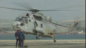 Helicopters landing at HMS Osprey