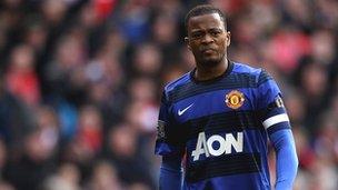 Patrice Evra during the Liverpool v Manchester United game