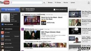 YouTube home page