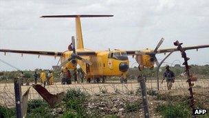 Red Cross plane outside Mogadishu, Somalia (file image)