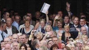 The scene outside the Guildhall