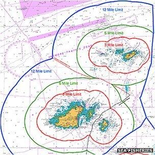 Fishing limits diagram for the Bailiwick of Guernsey