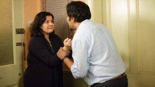 Nina Wadia who plays Zainab Masood, and Nitin Ganatra, who plays Masood Ahmed in Eastenders