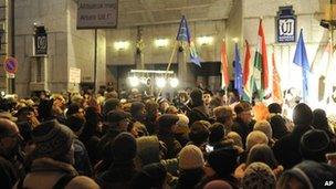 Protests in front of theatre (1 Feb 2012)