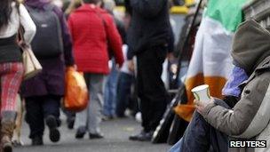 Beggar on Irish street