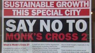 Monks Cross objection sign