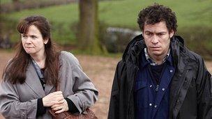 Emily Watson as Janet Leach and Dominic West as Fred West in ITV1's Appropriate Adult