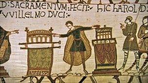 Norman cavalry charging on the Bayeux Tapestry