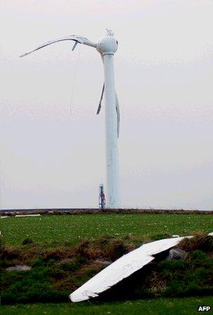 Broken wind turbine