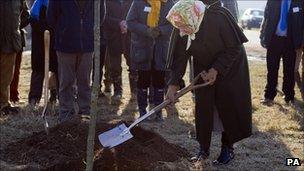 The Queen plants a tree on the Sandringham estate