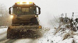 A snow plough clears the A93 near the Spittal of Glenshee, Tayside