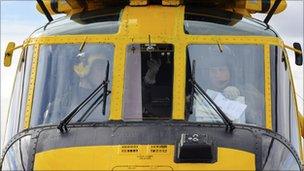 Prince William inside helicopter