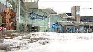 Birmingham Airport in the snow