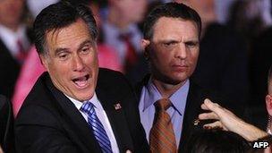 Mitt Romney (left) in Nevada. Photo: February 2012