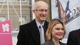 Sir David Higgins, left, at a recent event with Transport Secretary Justine Greening