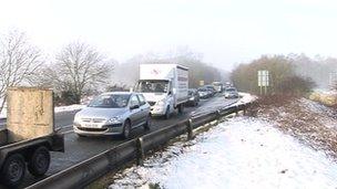 Tail back on North Yorkshire road