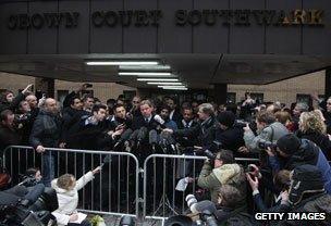 Harry Rednapp talks to the media outside court