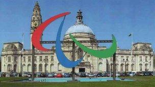 How the Paralympic agitos will look outside Cardiff City Hall