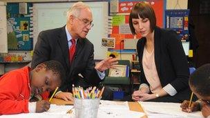 Sir Michael visiting a school in Honour Oak, south east London