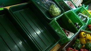 Empty supermarket shelves
