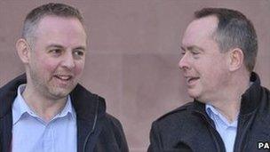 Gay couple Steven Preddy (left) and Martyn Hall outside Bristol County Court