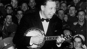 George Formby entertaining troops in 1939