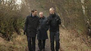 Richard Moss and protesters in Gosforth Park Nature Reserve